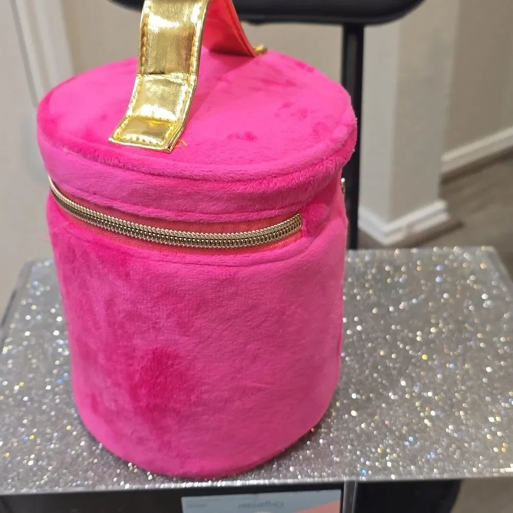 Juicy Couture‎ Rhinestone Logo Velour Cylinder Cosmetic Bag